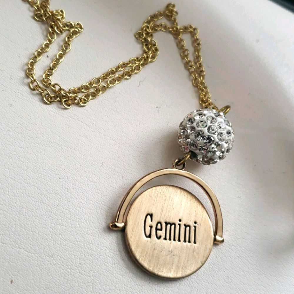 Gemini Constellation Gold Tone “ Spinning” Necklace